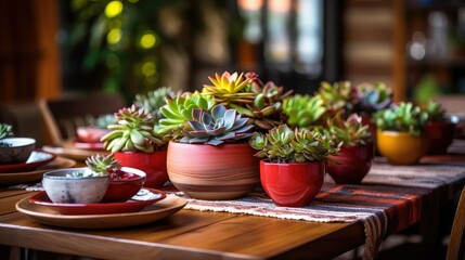 Poster - inviting wood table plant