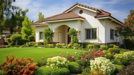 Canvas Print - charming stucco house exterior