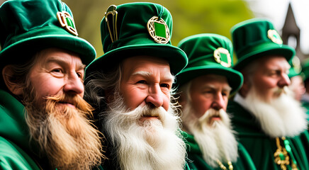 People at the St. Patrick's Day celebration. Dublin, Ireland.