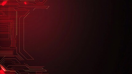 Poster - Abstract red and yellow circuit board design on a dark background.