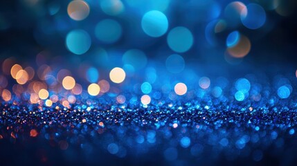 Wall Mural - sparkling blue bokeh background with vibrant glitters