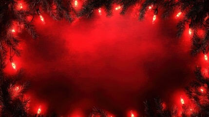Wall Mural - festive red background with sparkling christmas lights