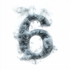 Poster - thick smoke collects into number 6 isolated on white background