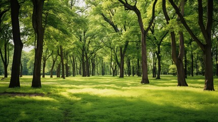 Poster - leaves green grass and trees