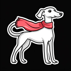 Sticker - Whippet Dog With A Scarf Flowing In The Wind Cute and Adorable Pet Portrait