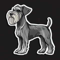 Wall Mural - Standard Schnauzer Dog Standing Proudly With Its Tail Up