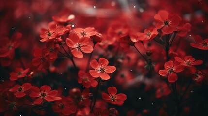 Wall Mural - foliage red floral background