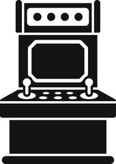 Poster - black silhouette of an arcade game machine standing on white background