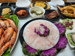 Korean Seafood Restaurant. Korean Style Sashimi