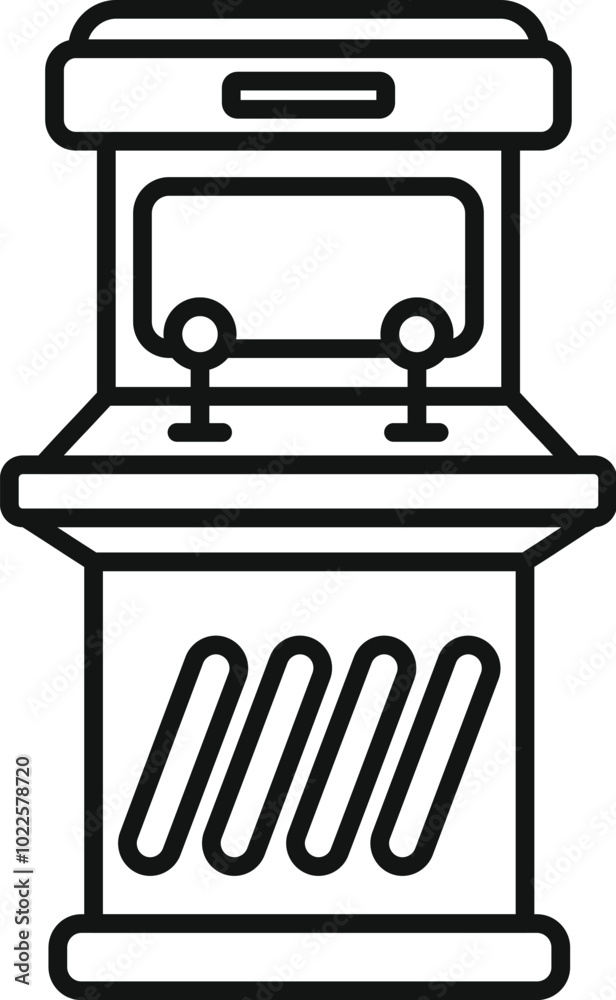Simple black and white vector icon representing a classic arcade game ...
