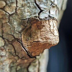 a close-up of a freshly grafted tree, showing the join where two species meet and grow together