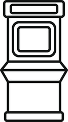 Poster - line drawing of a retro arcade game machine displaying a pixelated game interface, evoking a sense o