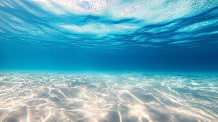 Wall Mural - Tropical Blue Ocean with White Sand Underwater in Hawaii: A captivating image of the blue ocean with white sandy seabed, taken in Hawaii, highlighting tropical beauty.