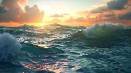 Ocean Waves at Sunset: A Serene Landscape