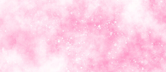 Wall Mural - beautiful pink watercolor background with various bokeh surrounding randomly, soft pink texture with smoke and clouds, blurry and empty smooth pink abstract background with bubbles.