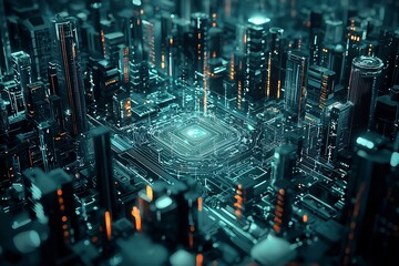 Poster - 13. ai metropolis, digital innovation, futuristic architecture, holographic networks