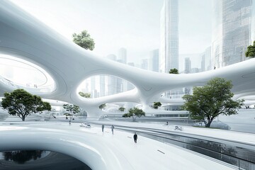 Poster - 17. ai urban environment, digital networks, futuristic design, holographic society