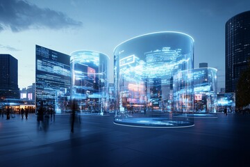 Poster - 17. AI urban environment, digital networks, futuristic design, holographic society