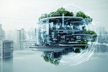 Poster - 17. AI urban environment, digital networks, futuristic design, holographic society