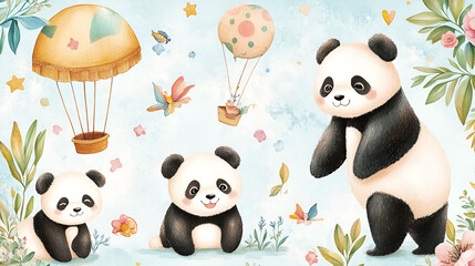 Wall Mural - Brighten your day with our delightful panda sticker collection! With a range of cute designs and cheerful expressions, these stickers add fun to any project.