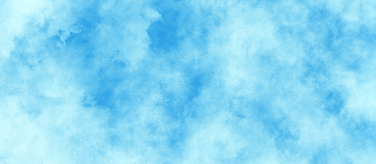Wall Mural - blurred and grainy Blue powder explosion on white background, Soft and clear blue watercolor cloudy sky background, texture blue white paper background, Blue watercolor cloudy sky background.