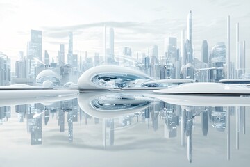 Poster - 30. AI-controlled urban landscape, futuristic cityscape, innovative technology, digital society