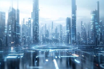 Poster - 41. smart ai society, digital cityscape, advanced technology, futuristic design
