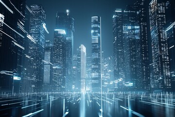 Poster - 41. Smart AI society, digital cityscape, advanced technology, futuristic design