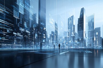 Poster - 42. ai urban environment, digital networks, futuristic infrastructure, holographic technology