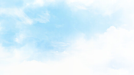 Wall Mural - light blue with watercolor soft cloud in the sky background vector. sky blue aquarelle paint paper t