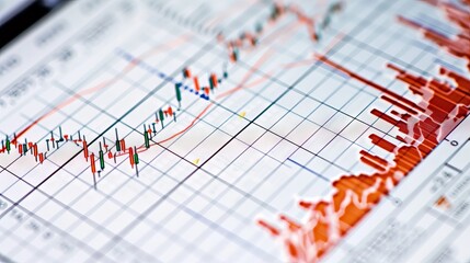 Financial stock market graph illustrating economic trends and data analysis