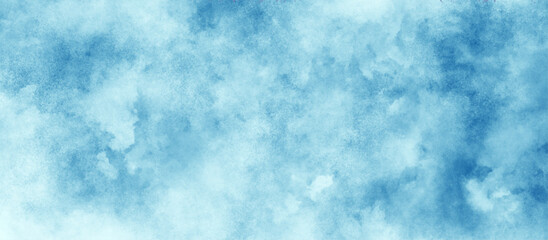 Wall Mural - blurred and grainy Blue powder explosion on white background, Soft and clear blue watercolor cloudy sky background, texture blue white paper background, Blue watercolor cloudy sky background.