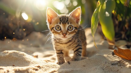 Wall Mural - Kitten on the Beach.