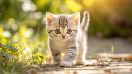 Wall Mural - Cute Kitten Walking.