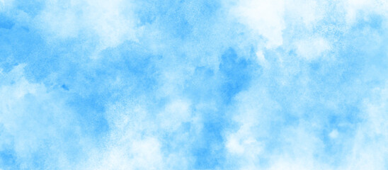 Wall Mural - blurred and grainy Blue powder explosion on white background, Soft and clear blue watercolor cloudy sky background, texture blue white paper background, Blue watercolor cloudy sky background.