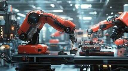 Poster - Industrial Robotic Arm Working on an Assembly Line
