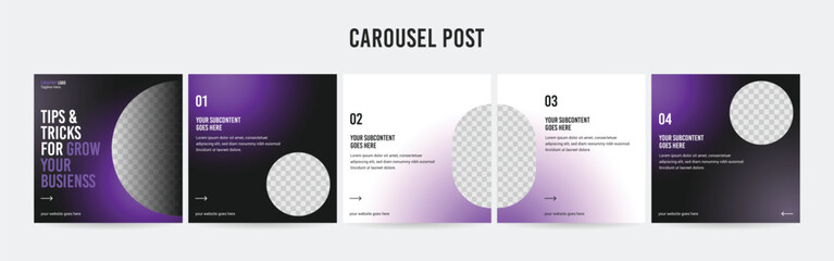 Wall Mural - editable instagram carousel post layout set, social media marketing microblog template design, tips 