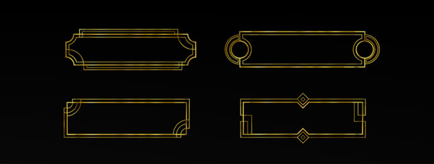 Poster - gold ui frame rpg game button. medieval border design for title or banner. fancy royal interface ele