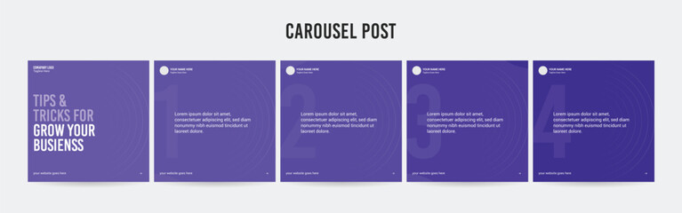 Wall Mural - editable instagram carousel post layout set, social media marketing microblog template design, tips 