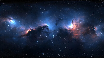 A Vivid Cosmic Landscape: Nebulae and Stars in a Starry Night Sky