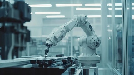 Poster - Robotic Arm Performing Precision Work on Assembly Line