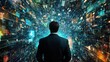 © Naturalis - Surreal Digital Cityscape: A Businessman Navigates the Overwhelming Data Landscape