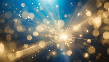 Poster - Bright golden sparks radiate from a central point against a deep blue background, creating a magical and festive atmosphere