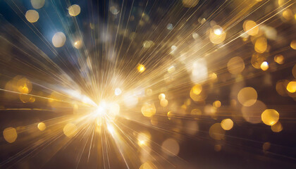 Poster - bright golden light bursts create a dazzling effect against a dark background in an abstract artisti