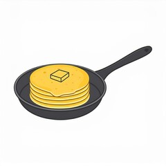 pancakes in a pan illustration isolated on white