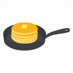 pancakes in a pan illustration isolated on white