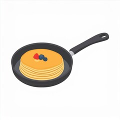 pancakes in a pan illustration isolated on white