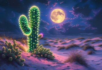 Wall Mural - cactus glowing