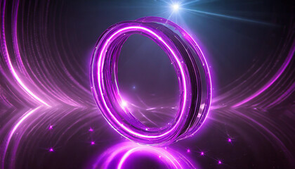 Poster - A vibrant purple ring surrounded by glowing light in a futuristic setting