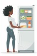 © Tetiana Kasatkina - Pregnant African American woman standing by the open fridge and selecting food.